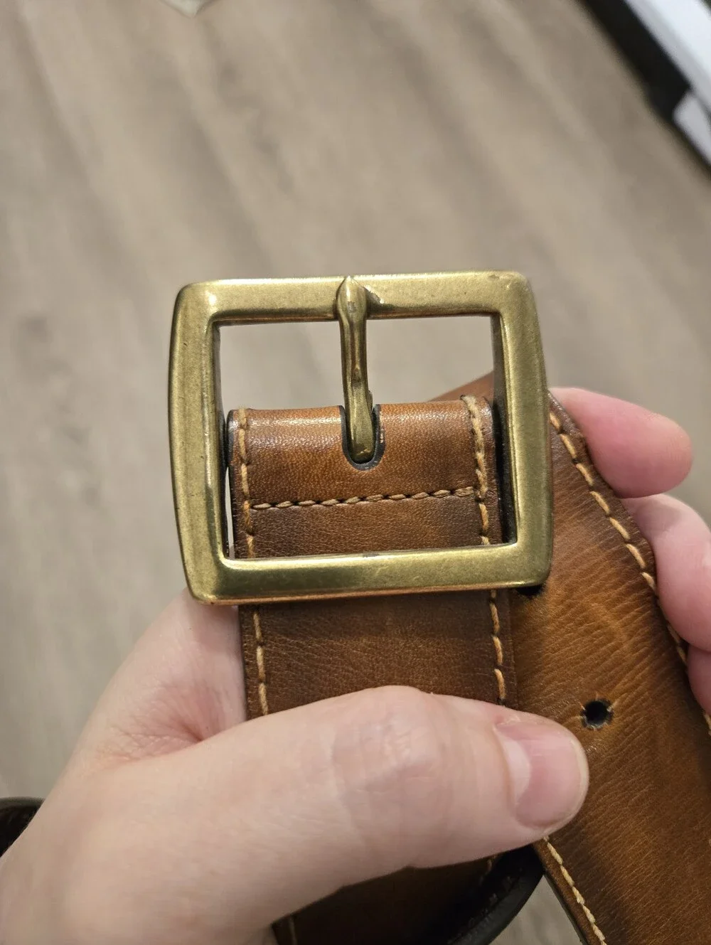 Mens Cole Haan Burnished Brown Leather Belt Grunge Rustic Size 36 Western VTG